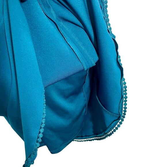 Betsey Johnson Women’s Teal A-line Dress Eyelet Trim Bell Sleeves Size 8 - Picture 7 of 10